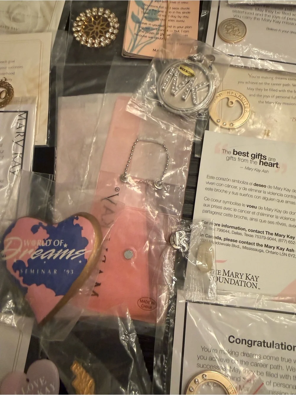 Mary Kay Bundle of Pins Pin Enhancers Keychains Magnet Charms Assorted Lot